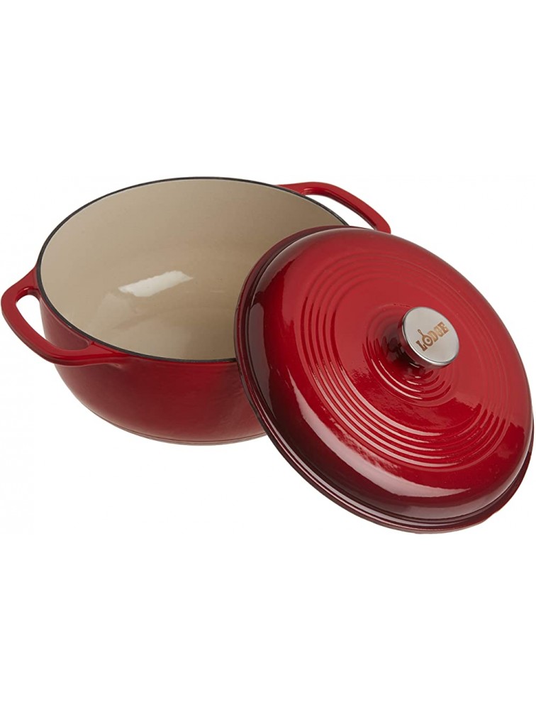 Lodge EC6D43 Enameled Cast Iron Dutch Oven 6-Quart Island Spice Red & Enameled Cast Iron and Stoneware Care Kit 12 oz - BQ63FRDEH