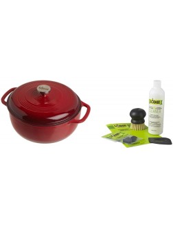Lodge EC6D43 Enameled Cast Iron Dutch Oven 6-Quart Island Spice Red & Enameled Cast Iron and Stoneware Care Kit 12 oz - BQ63FRDEH