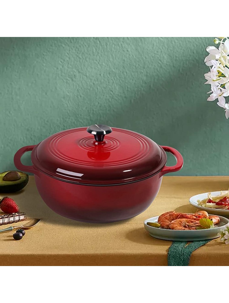 Round Enameled Cast Iron Dutch Oven with Lid 6-Quart-Red,Non-Stick Enamel Dutch Oven 6 Quart-RED - BMC9SQALZ