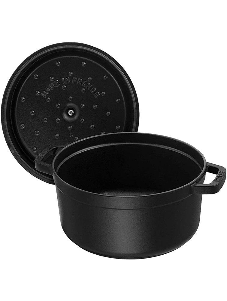 Staub Cast Iron 9-qt Round Cocotte Black Matte Made in France - BO06T06JV