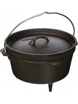 Texsport Cast Iron Dutch Oven with Legs Lid Dual Handles and Easy Lift Wire Handle  Black 4 Quart - B4T4HT2TL