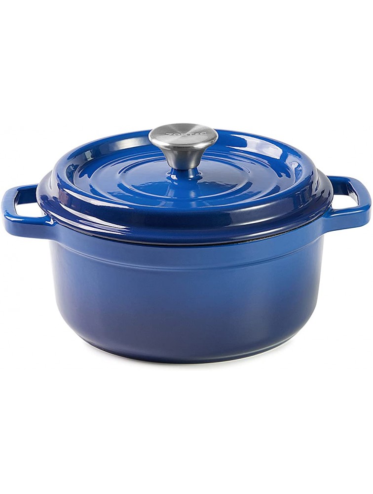 ZQBTC Enamel Cast Iron Covered Dutch Oven Pot with Lid for Bread Baking Use on Gas Electric Oven 4 QuartBlue 4-5 People - BI8U9CGG0