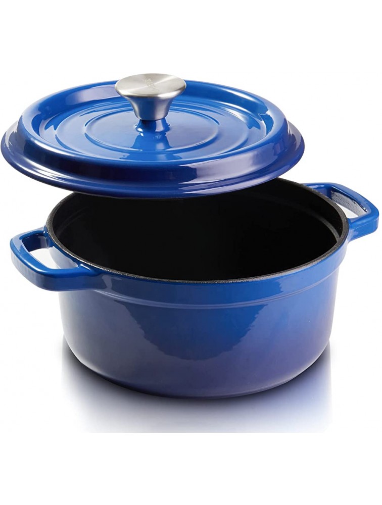 ZQBTC Enamel Cast Iron Covered Dutch Oven Pot with Lid for Bread Baking Use on Gas Electric Oven 4 QuartBlue 4-5 People - BI8U9CGG0