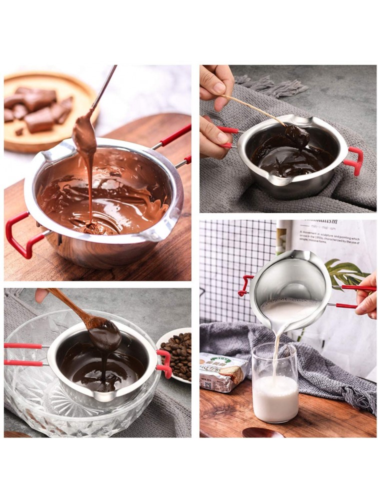 2 Pack Stainless Steel Double Boiler Pot Chocolate Melting Pot Soap Candle Candy Making Tool Kit Wax Melting Heat Proof Bowl for Melting Chocolate Butter Cheese Caramel Candy Candle Wax - BHQCHM9GS