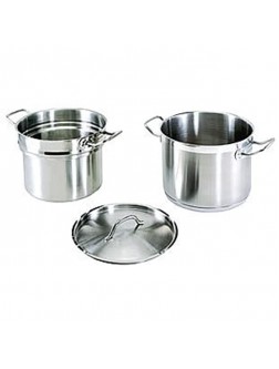 20 Qt. 18 8 Stainless Steel Double Boiler with Cover Lid Commercial Professional Grade NSF - BUOESU2D4