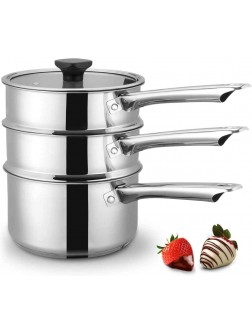 Cyrosa Double Boiler Pot Stainless Steel Double Boilers with Glass Lid Double Boiler & Steam Pots for Melting Chocolate Dishwasher & Oven Safe 3 Qts & 4 Pieces - B3HVL5JLO