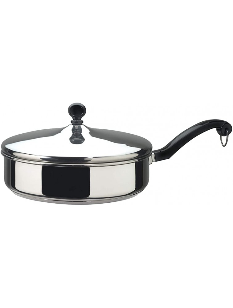 Farberware Classic Stainless Series 2-Quart Covered Double Boiler & Classic Stainless Steel Saute Fry Pan with Lid 2.75 Quart Silver - BNYT6FSVG