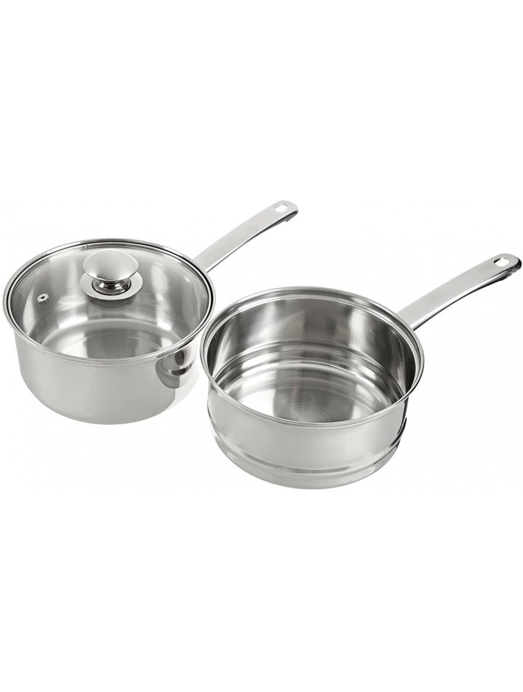 GreenRe Double Boiler Stainless Steel 3 Pc Stay Cool Handles Melting Chocolate 2.5-Quart Pot set Accessories Cookware Steamer Candle Making Pot Silver 7599276 - BM0ER6N0E