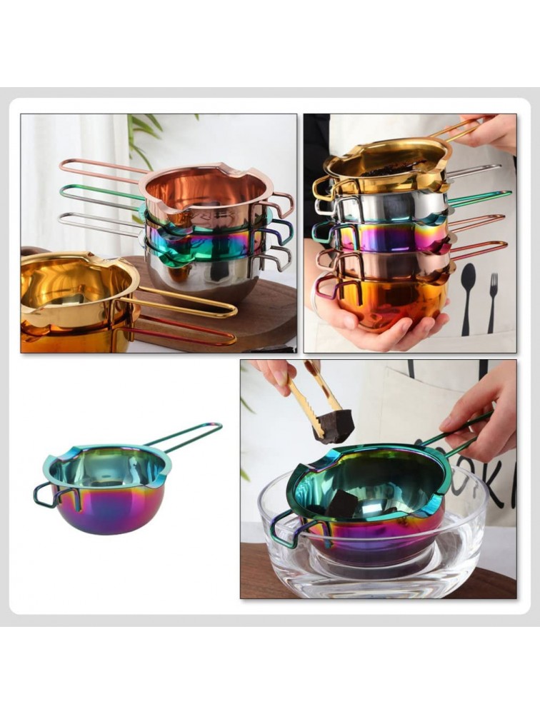 Happyyami Double Boiler Pot with Handle Stainless Steel Butter Melting Pot Chocolate Cheese Melting Warmer for Milk Coffee Cappuccino Latte Colorful - BS0IKZDDV