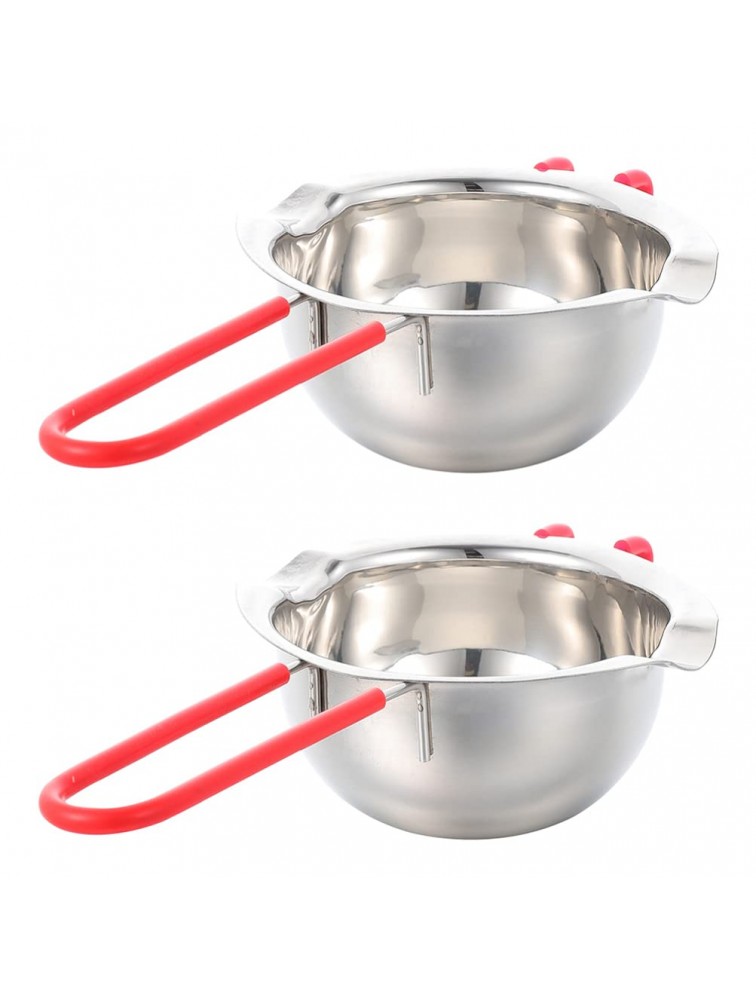 Luxshiny Melting Pot Stainless Steel Double Boiler Pot Butter Warmer Milk Boiling Pot with Heat Resistant Handle Saucepan Metal Baking Pan for Cheese Chocolate Caramel Candy Candle Making 2pcs - BMVHYW2AL