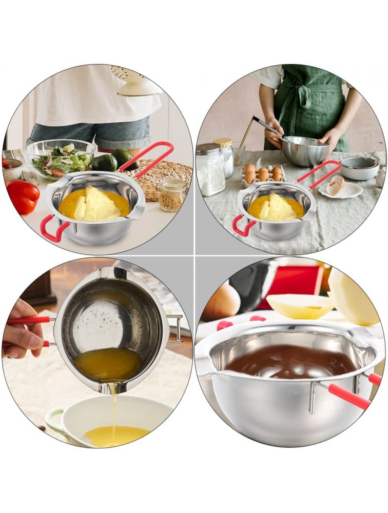 Luxshiny Stainless Steel Chocolate Melting Pot: 2Pcs Melting Bowls with Heat Resistant Handle for Melting Chocolate Candy and Candle Making - BDS4SY51U