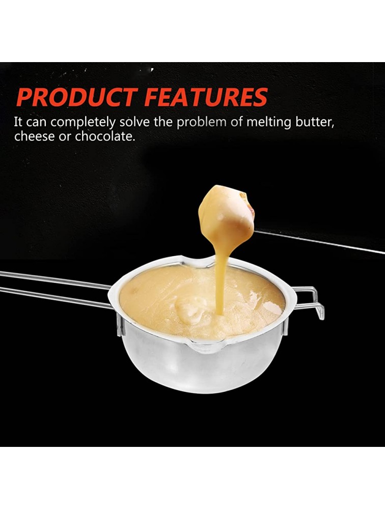 MAGICLULU Stainless Steel Double Boilers Pot Flat Bottom Melting Pot with Double Spouts Heat- Resistant Handle for Melting Butter Chocolate Cheese Caramel Homemade 600ml - BH3GL2I9D