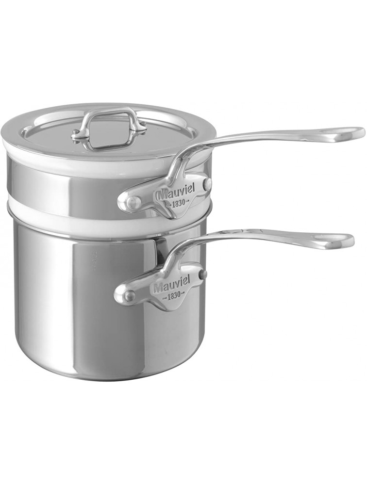 Mauviel Made In France M'Cook 5 Ply Stainless Steel 1.6 Quart Bain Marie with Lid Cast Stainless Steel Handle - BPDNM7AH9