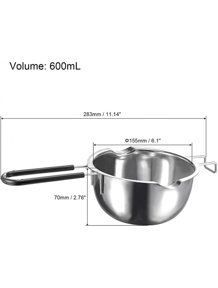 MECCANIXITY Double Boiler Pot 600ml 304 Stainless Steel with Black Heat Resistant Handle for Candle Making - BT9AY37LB