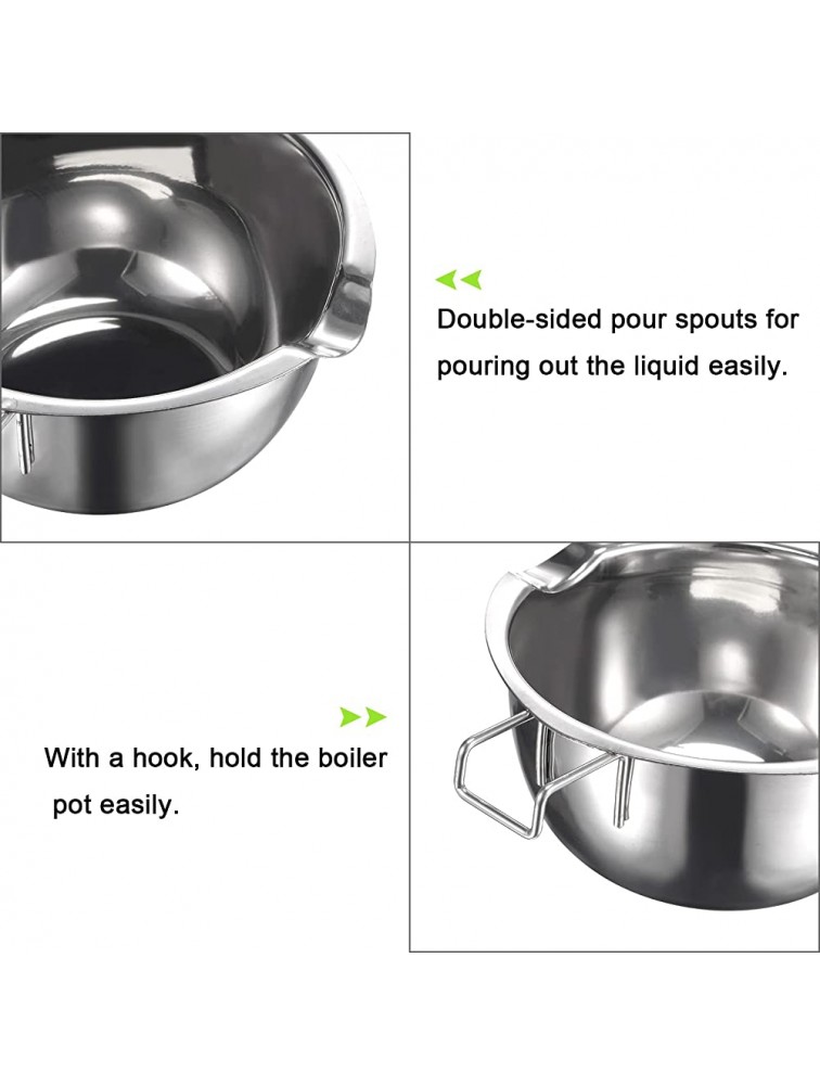 MECCANIXITY Double Boiler Pot 600ml 304 Stainless Steel with Green Heat Resistant Handle for Candle Making - BJ2K0KCGQ