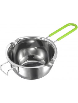 MECCANIXITY Double Boiler Pot 600ml 304 Stainless Steel with Green Heat Resistant Handle for Candle Making - BJ2K0KCGQ