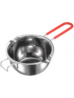 MECCANIXITY Double Boiler Pot 600ml 304 Stainless Steel with Red Heat Resistant Handle for Candle Making - BH5UK30CB