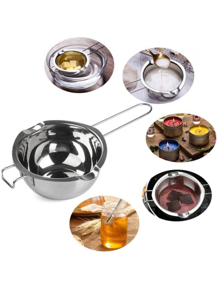 Melting Pot Stainless Steel Double Boiler 600ml Double Spouts with Heat Resistant Handle Silver Melting Chocolate Candle Chocolate Melting Pot for Wax Candle Butter Chocolate Cheese - BSSQ3QBD9