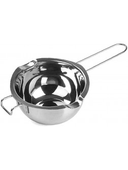 Melting Pot Stainless Steel Double Boiler 600ML Double Spouts with Heat Resistant Handle Silver for Wax Candle Butter Chocolate Cheese - BWXOOC060