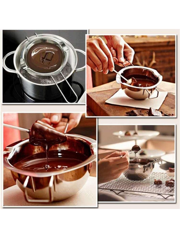 Stainless Steel Double Boiler Pot Chocolate Melting Pot with Heat Resistant Handle for Chocolate Candy and Candle Making 400ml - BGARKBUFZ