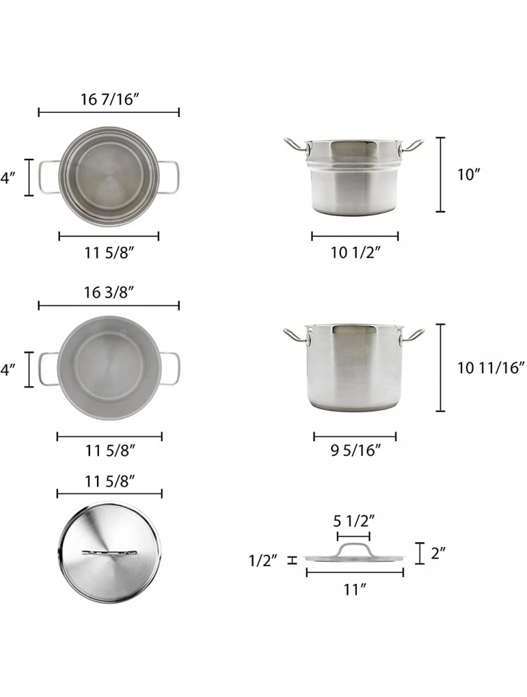Thunder Group 16 quart 18 8 stainless steel double boiler 3 pcs set comes in each - BVTJII2GF