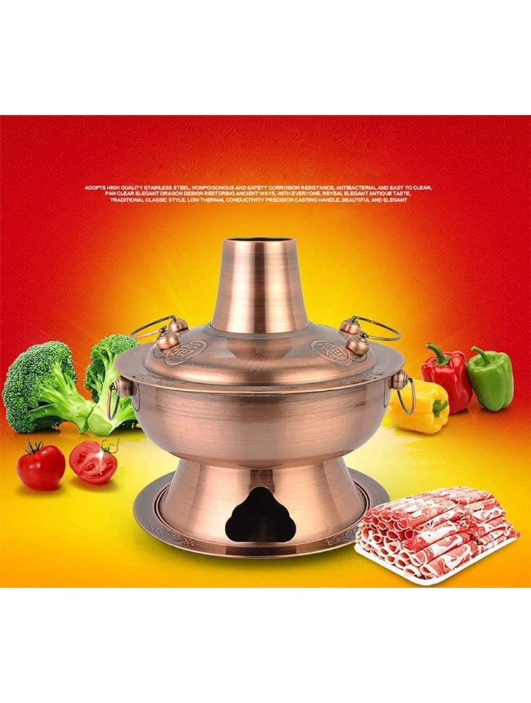 TSTSM Chinese Hot Pot Copper Stainless Steel Traditional Charcoal Heated Soup Steam Boiler Kitchen Gadgets Cookware Brass-32cm - BDS9GJTA9