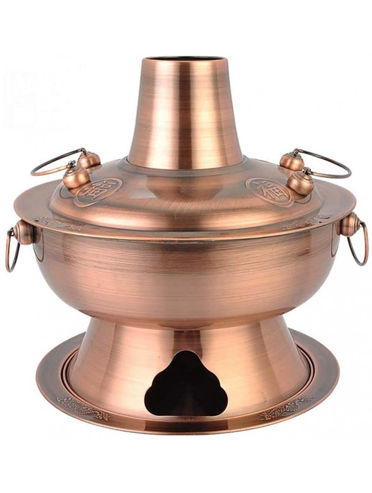 TSTSM Chinese Hot Pot Copper Stainless Steel Traditional Charcoal Heated Soup Steam Boiler Kitchen Gadgets Cookware Brass-32cm - BDS9GJTA9