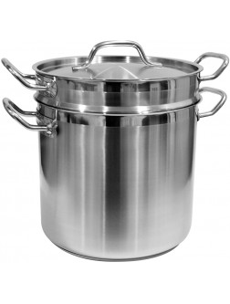 Update International SDB-08 8 Qt Induction Ready Double Boiler with Cover Stainless Steel - BWYVAWA3P
