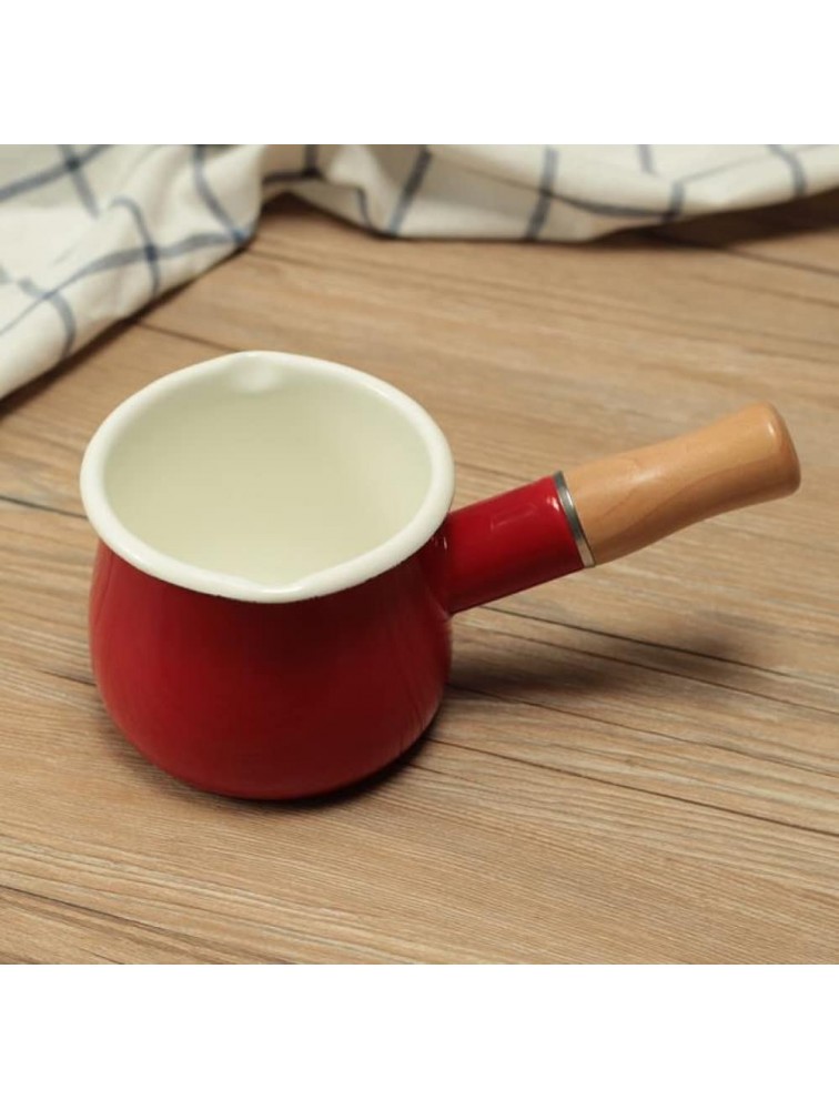 Enamel Pot Mini Enamel Pan Without Wooden Handle Small Household Cooking Cutlery Red Blue-Red - BMU1JIX7Y