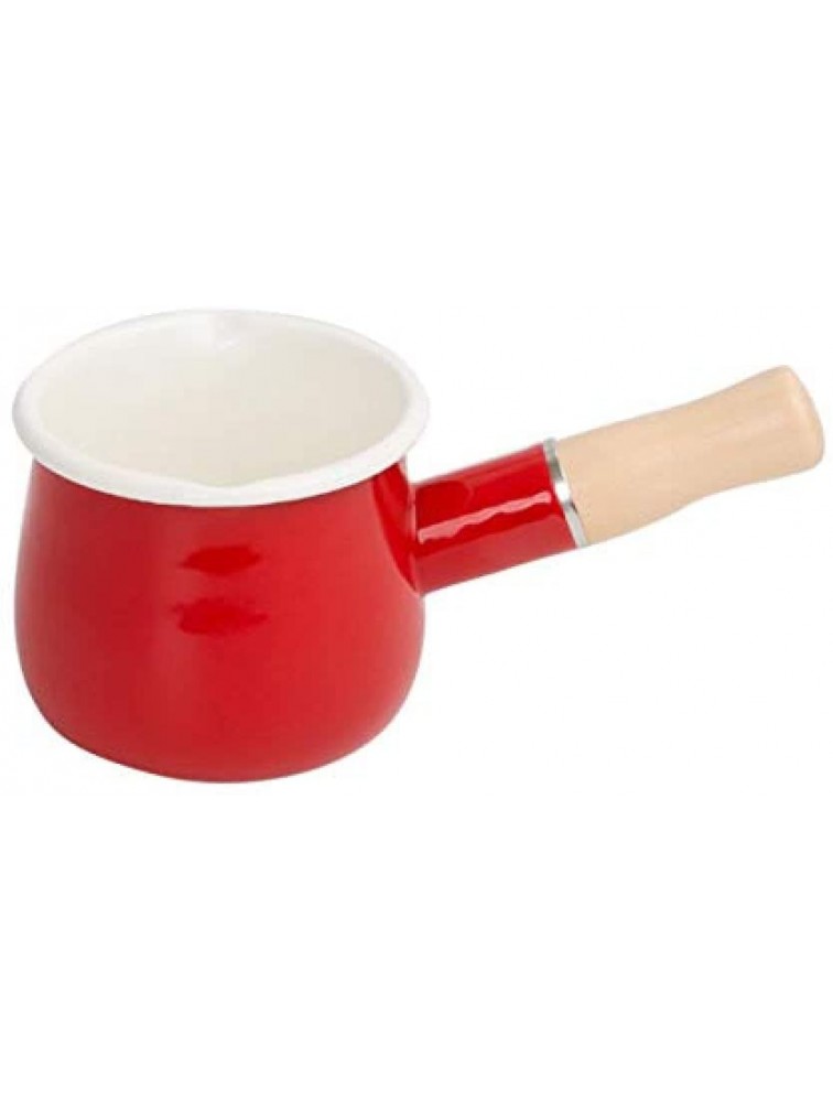 Enamel Pot Mini Enamel Pan Without Wooden Handle Small Household Cooking Cutlery Red Blue-Red - BMU1JIX7Y