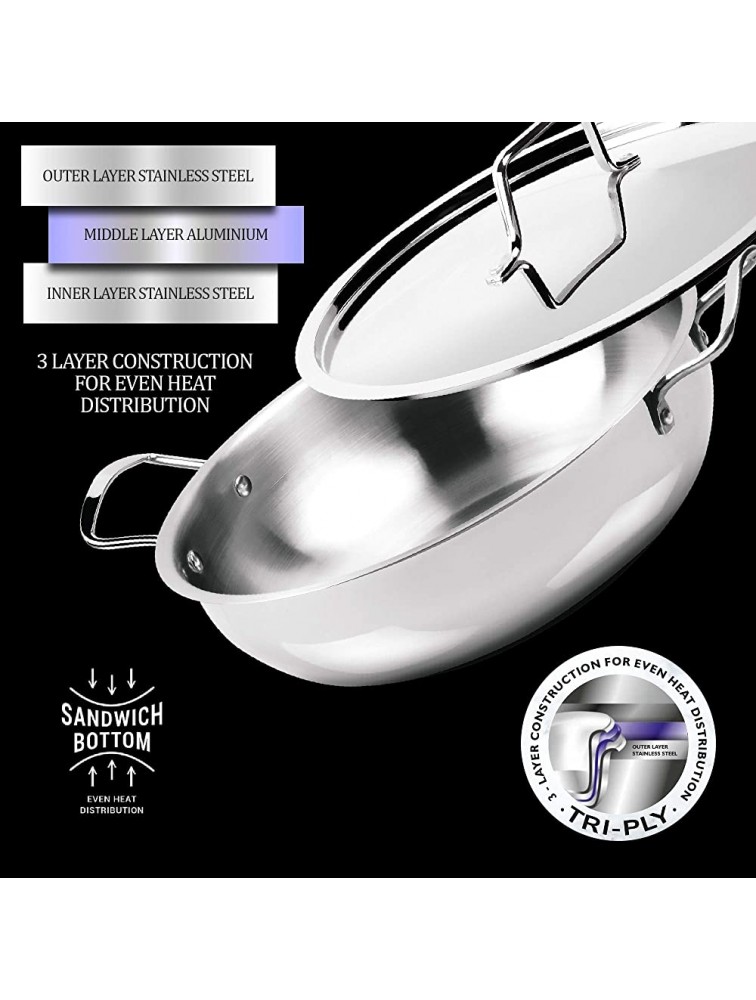 Milton Pro Cook Stainless Steel Kadhai With Lid 20 cm 1.8 Litre Silver - BVHY0T1OM