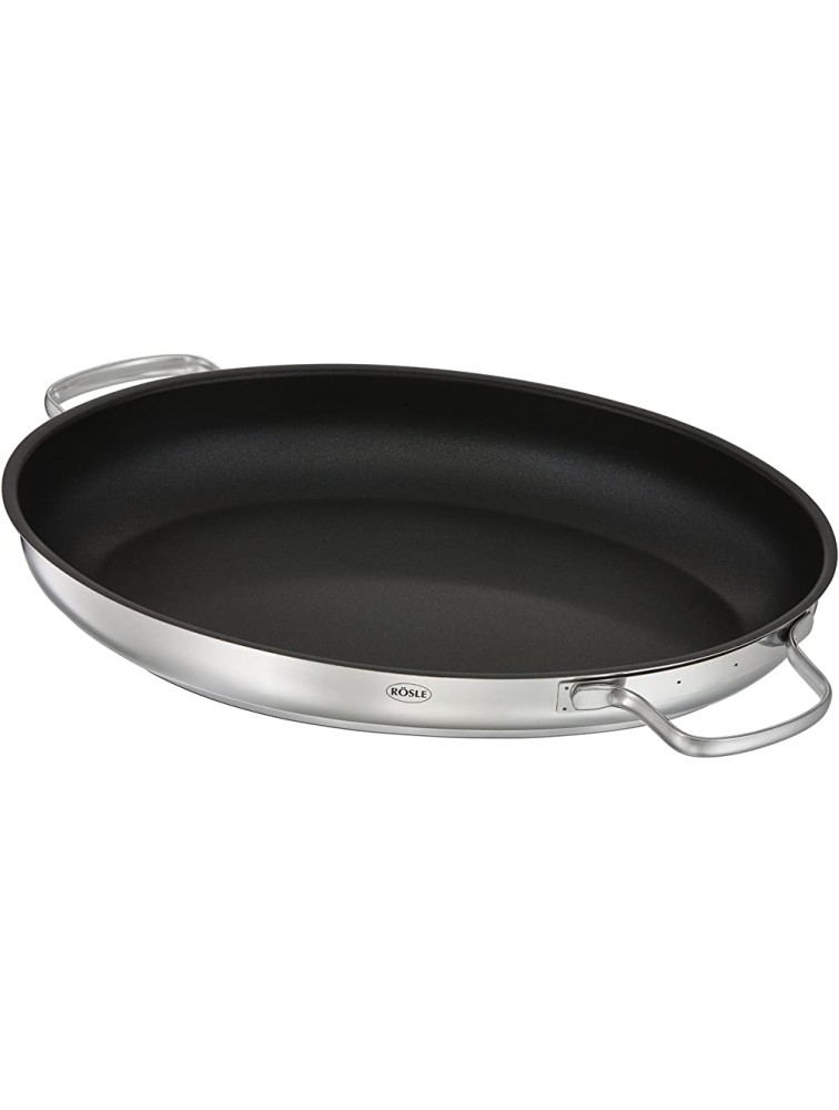 Rösle 13152 Elegance Oval Casserole Dish with Lid Fish Pan with Non-Stick Coating Black Stainless Steel - B0MJOVMHQ