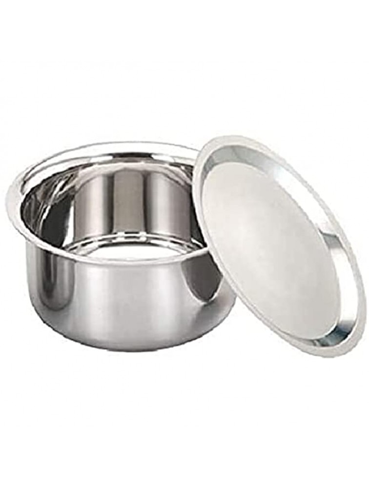 Stainless Steel Patila Tope Topia Bhaguna Round Patila Capacity Steel tope Pan & Pot with Steel Lid 3 Litre - BDTX2J8SB