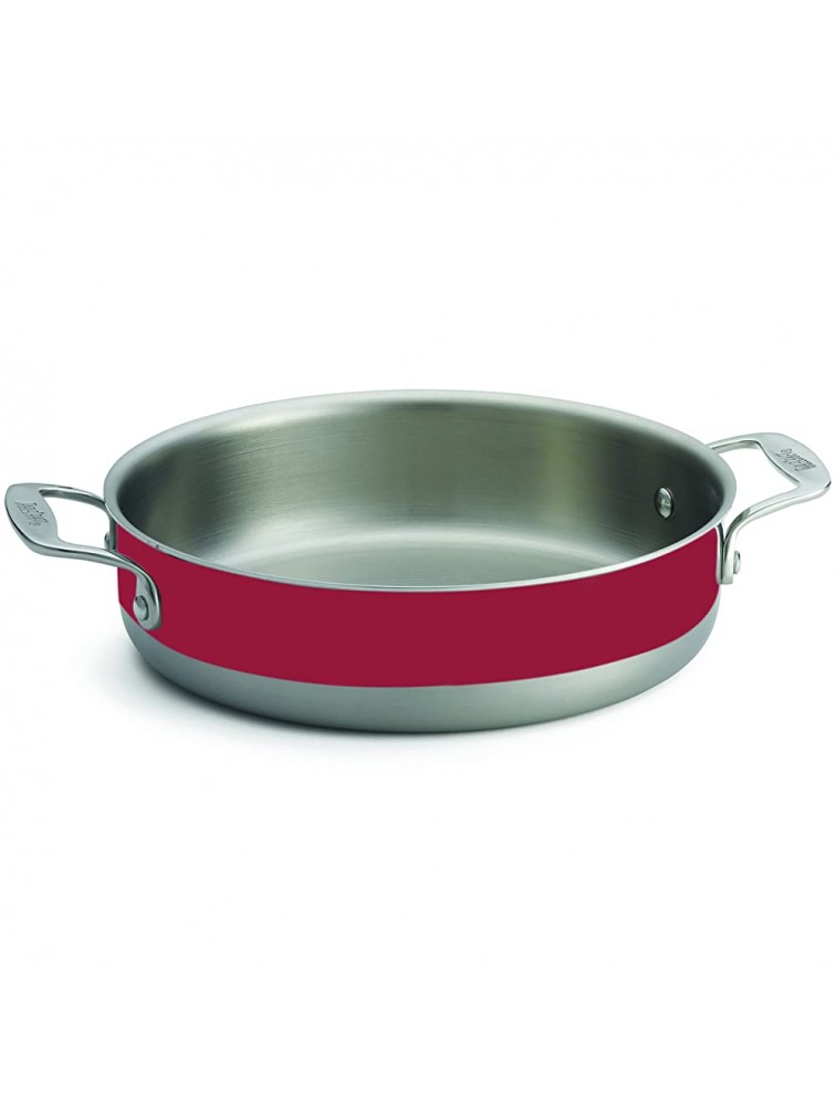 TableCraft Products CW7010R Colored Tri-Ply Brazier with 2 Handles 10" Diameter x 2½" 5" Height 10" Width 13.125" Length Red - B6PE27AV1