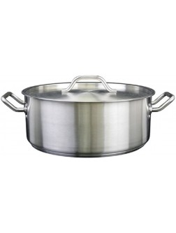 Thunder Group Stainless Steel Brazier with Cover Commercial Braising Pan with Lid 20 qt Silver - BVZV9IE2E