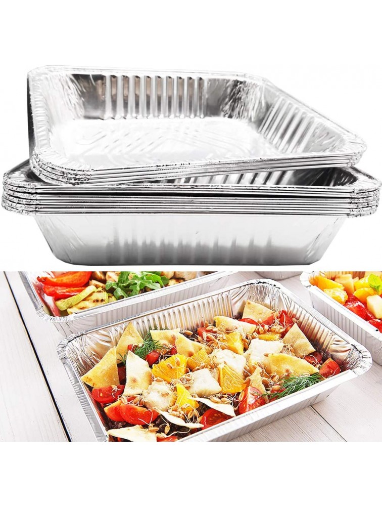 10 Pack 9x 13 Aluminum Pans Disposable Aluminum Foil Meal Prep Cookware Sturdy Half Size Deep Steam Table Pans for Baking,Cooking,Roasting & Reheating - BEBTAKJOW