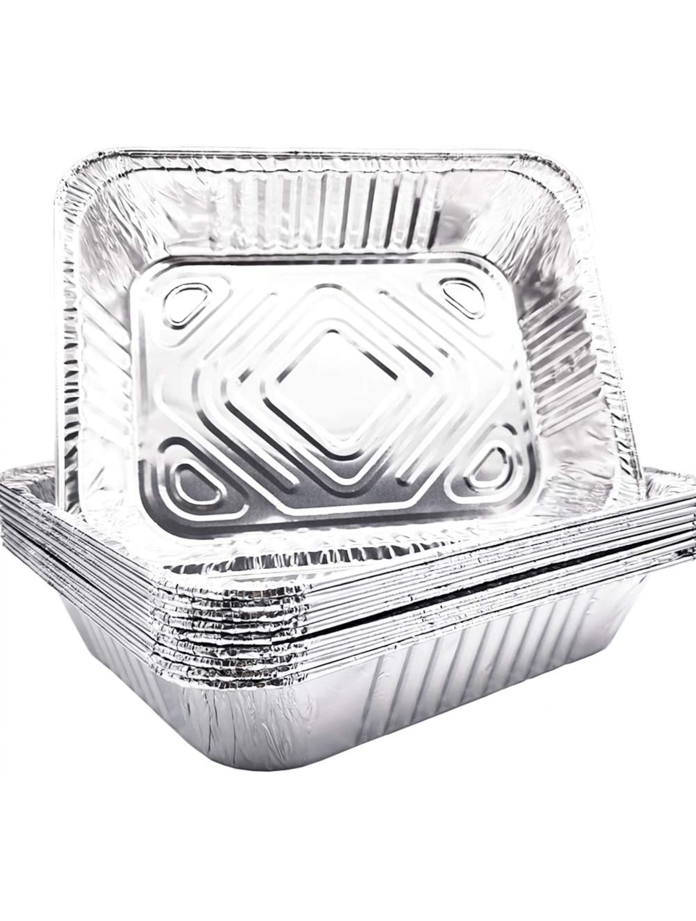 10 Pack 9x 13 Aluminum Pans Disposable Aluminum Foil Meal Prep Cookware Sturdy Half Size Deep Steam Table Pans for Baking,Cooking,Roasting & Reheating - BEBTAKJOW