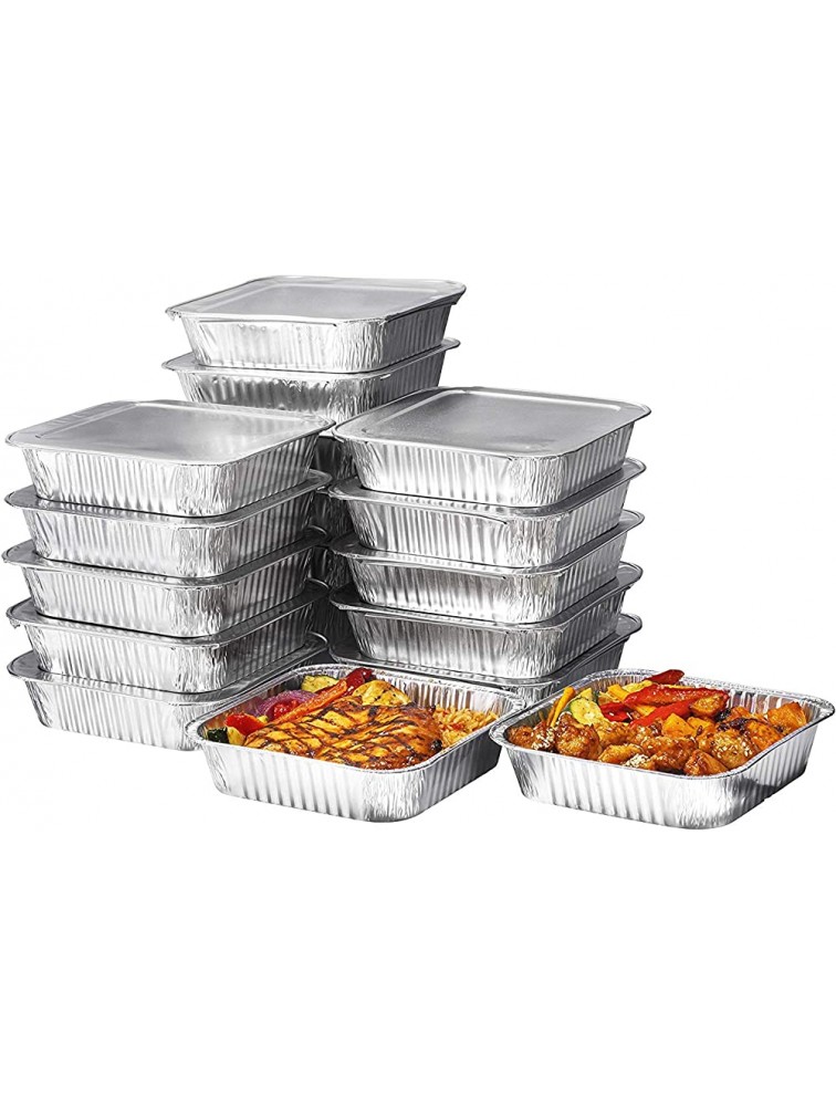 100 count 8 Square Disposable Aluminum Cake Pans Foil Pans perfect for baking cakes roasting homemade breads | 8 x 8 x 2 in with Flat Lids - BQY65D3U2