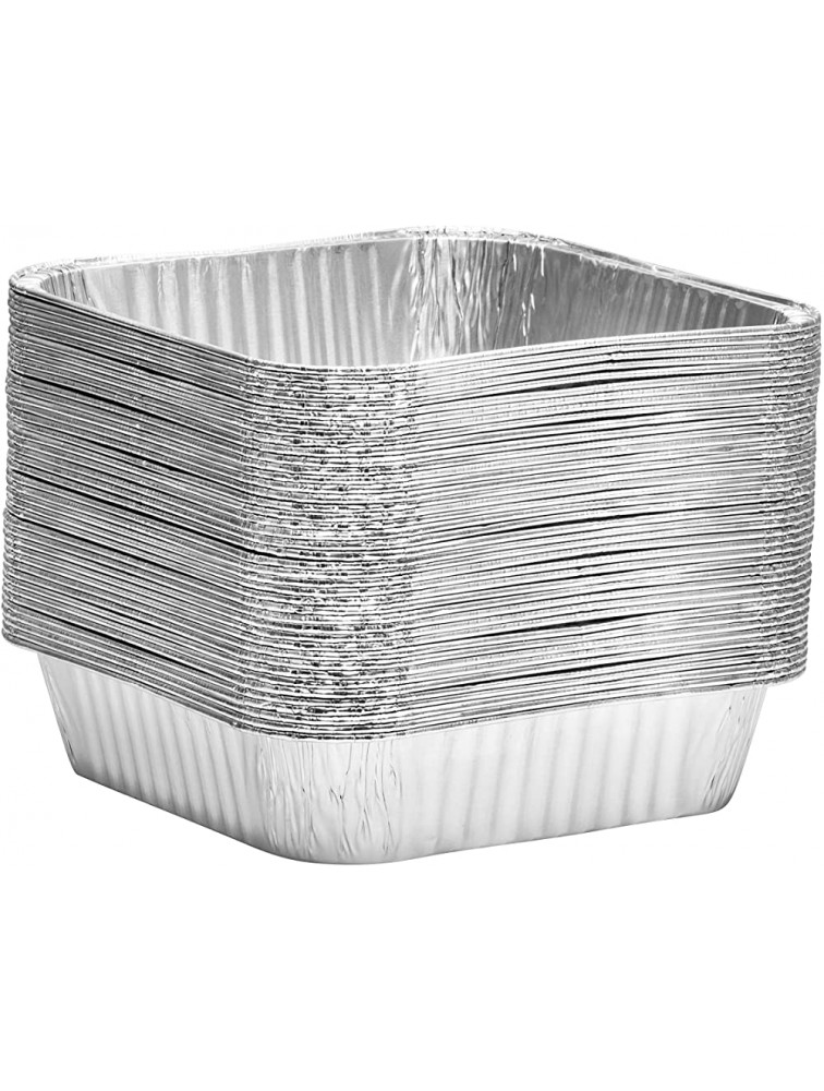 100 count 8 Square Disposable Aluminum Cake Pans Foil Pans perfect for baking cakes roasting homemade breads | 8 x 8 x 2 in with Flat Lids - BQY65D3U2