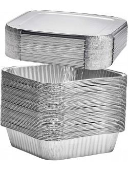 100 count 8" Square Disposable Aluminum Cake Pans Foil Pans perfect for baking cakes roasting homemade breads | 8 x 8 x 2 in with Flat Lids - BQY65D3U2