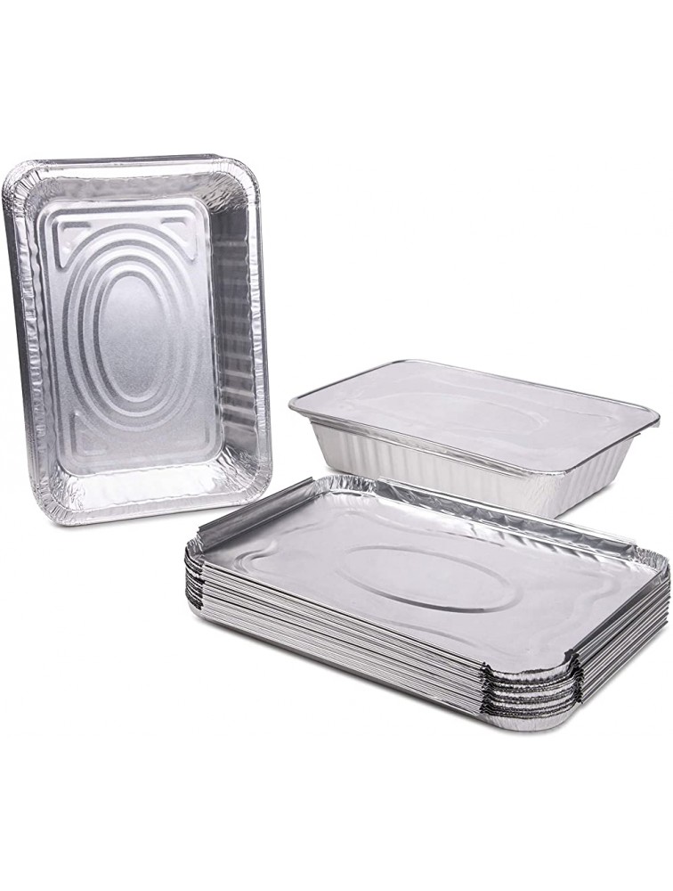 20 Count 2.25 Pounds Disposable Aluminum Foil Pans with Lids | Oblong Cookware Pans Best Use for Baking Meal Preparations Cooking Roasting Take Outs Grilling Toasting | With Foil Lids - B9YTO7A38