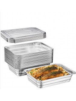 20 Count 2.25 Pounds Disposable Aluminum Foil Pans with Lids | Oblong Cookware Pans Best Use for Baking Meal Preparations Cooking Roasting Take Outs Grilling Toasting | With Foil Lids - B9YTO7A38