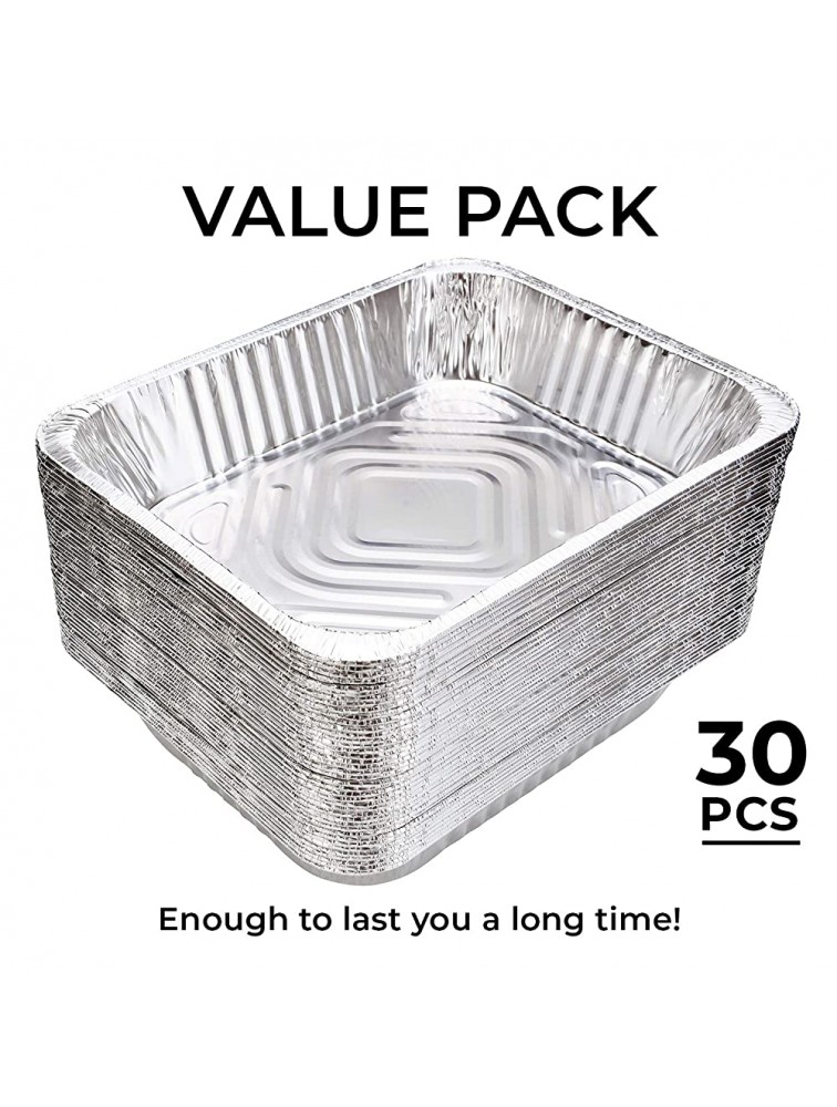 30-Pack 9x13 Aluminum Pans Half-Size Disposable Foil Pans. Great for Baking Cooking Grilling Serving & Lining Steam-Table Trays Chafers. Pan Size 12 1 2 x 10 1 4 x 2 1 2 - BNB7CZB8G