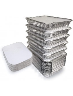55 Pack Aluminum Pan Containers with Lids Foil Containers Aluminum Pans with Lids Take Out Containers Disposable Pans Aluminum Foil Food Containers Freezer meals containers 2.25 LB - BBFUCAS2S