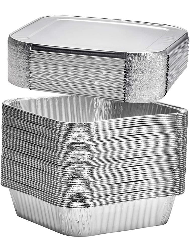 8" Square Disposable Aluminum Cake Pans Foil Pans perfect for baking cakes roasting homemade breads | 8 x 8 x 2 in with Flat Lids 20 count - BF0J61CI4