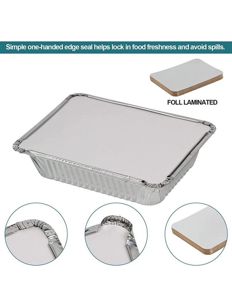 Aluminum Pans 2.25 Lb Disposable Cookware Foil Pans with Cardboard Lids-50 Pack of 8.5x6.3” Takeout Tin Foil Pans Food Containers Great for Cooking Baking Heating Storing Meal Prep - B4JJCUWCW