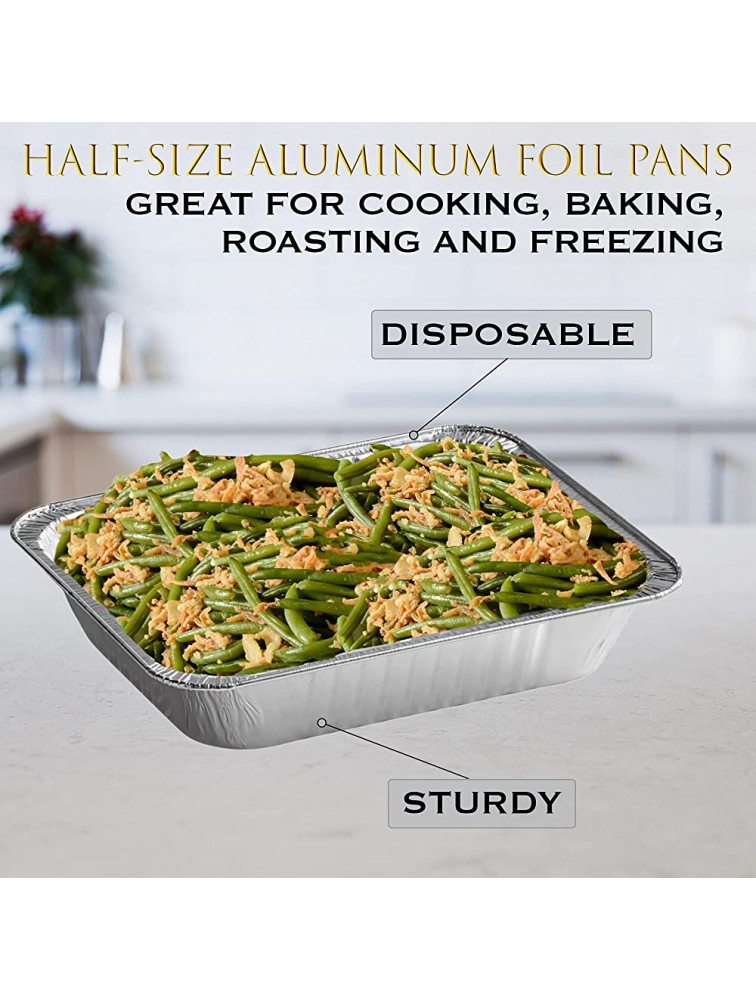 Aluminum Pans 9x13 Disposable Baking Tin Foil Pan Half Size 10 Pack Cooking Roasting Broiling Bakeware Storing Prepping Food Heating Crawfish Trays - BMS2K4L4D