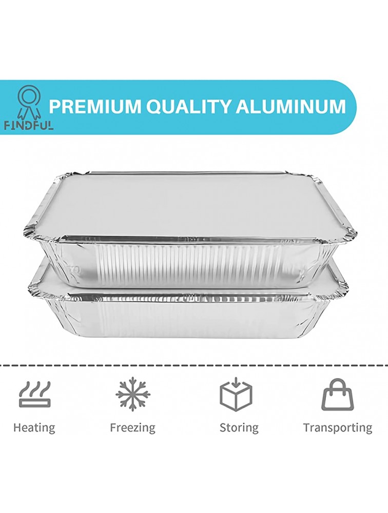 Aluminum Pans with Lids 50-Pack 8.5×6 2.25 LB Capacity Foil Food Containers with Lids 50 Pans and 50 Cardboard Covers Disposable Tin Foil Pans for Baking Meal Prep and Freezer Takeout - B7TWJXX31
