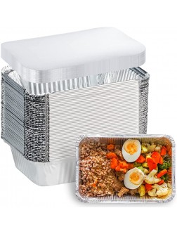 Aluminum Pans with Lids 50-Pack 8.5"×6" 2.25 LB Capacity Foil Food Containers with Lids 50 Pans and 50 Cardboard Covers Disposable Tin Foil Pans for Baking Meal Prep and Freezer Takeout - B7TWJXX31