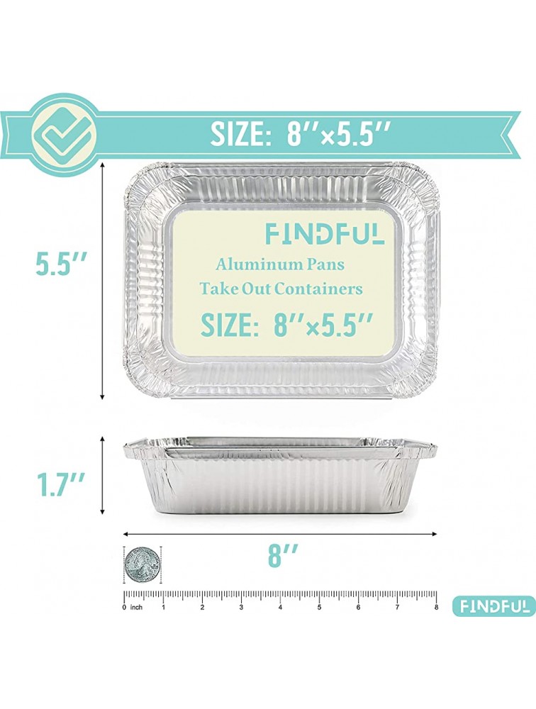 Aluminum Pans with Lids 8.5''×6'' 100-Pack 2.25lb Capacity Disposable Foil Food Containers with Lids Tin Foil Takeout Pans for Bread Lasagna Meal Prep Freezer Eco-Friendly & Recyclable - BAOUGNFTQ